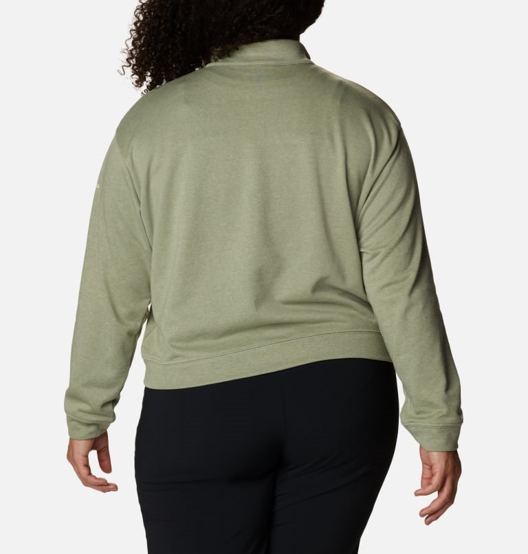 Women's Columbia Trek French Terry Half Zip Sweatshirts Olive | Plus Size CA-D5463